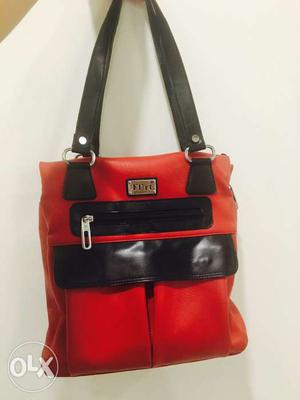 Leather Bag- Red and Black colour combination