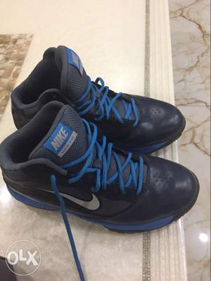 Pair Of Black-and-blue Nike Basketball Shoes