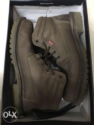 Pair Of Brown Work Boots In Box