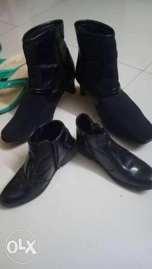 Pairs Of used Black Leather Boots and 8 other pairs in good