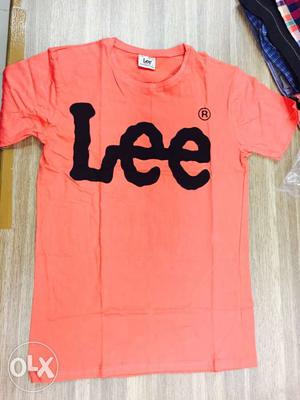 Pink And Black Lee-printed Crew-neck T-shirt