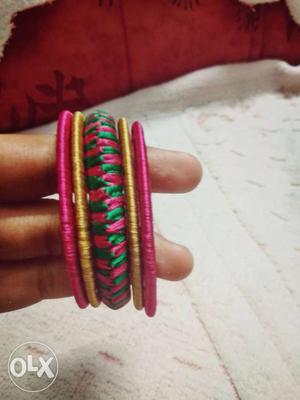 Pink And Gold Bangles