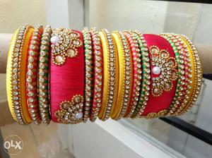 Pink And Yellow Bracelets