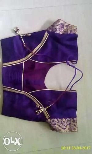 Purple And Beige Floral Choli Top