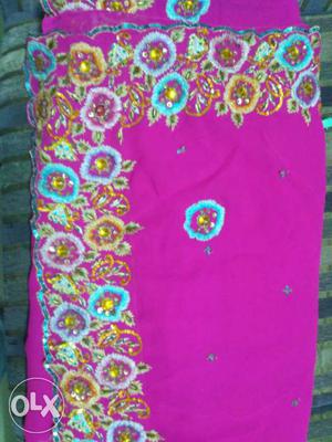 Purple, White, And Brown Sari