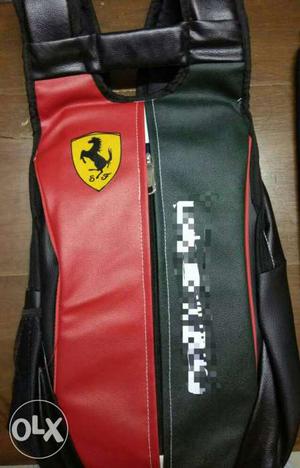 Red And Black Ferrari Print Backpack