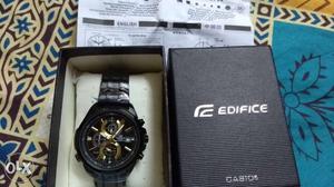 Round Black Case Casio Edifice Chronograph Watch