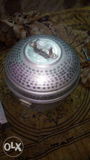 Round Grey Metal Container