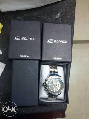 Silver Round Bezel Chronograph Casio Edifice Watch With