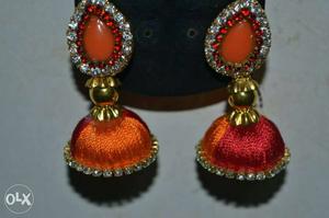 Two Red And Orange Drop Earrings