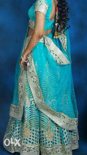 Women's Blue And Silver Sari