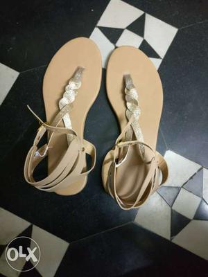 Women's Pair Of Brown Sling Back Sandals