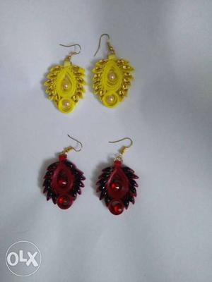 Yellow And Red Hook Earrings