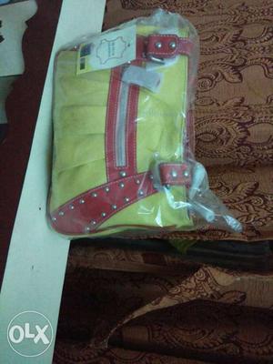 Yellow And Red Leather Bag new and unused