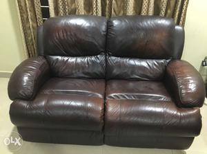 2seater half leather reclainer sofa