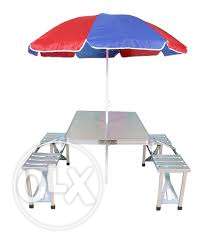 Aluminium picnic table with umbrella price /-