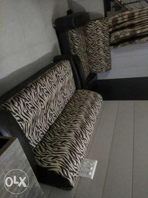 Beige Zebra Printed Living Room Set