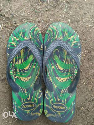 Black-and-green Aqualife Rubber Flipflops