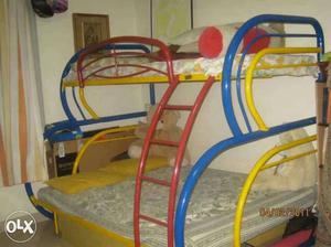 Blue, Yellow And Red Steel Bunk Bed