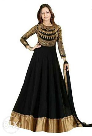Brand new Georgette dress with golden embroideries
