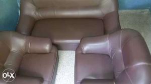Brown Leather Armchair And Couch Set
