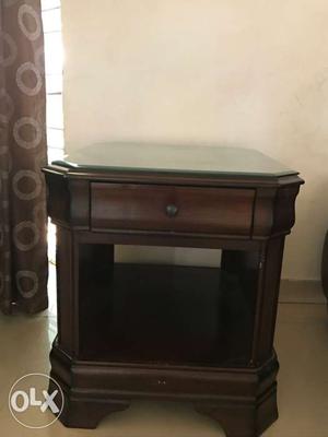 Brown Wooden 1-drawer End Table