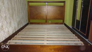 Brown Wooden Bed Frame - Queen size bed