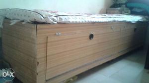 Brown Wooden Bed with storage