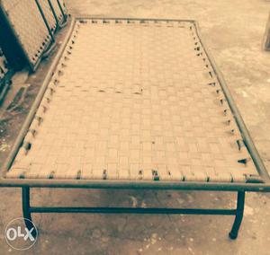 Foldable Iron Bed with double pipe & Charpiyan heavy and