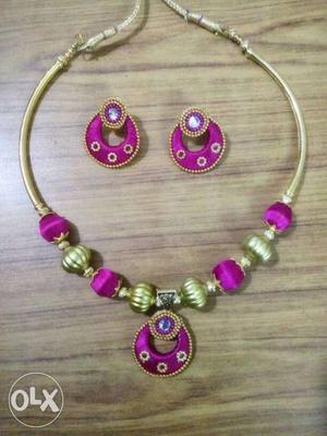 Gold And Purple Beaded Necklace