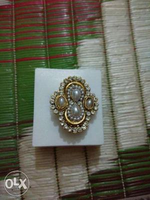 Gold And Silver Pearl Beaded Accessory On Box