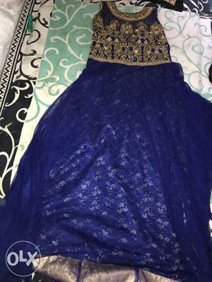 Gold-color And Blue Asian Traditional Dress