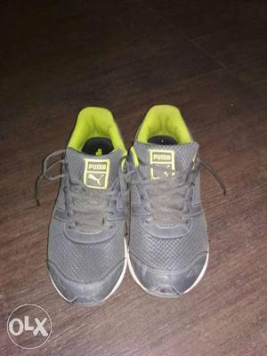 Gray-and-green Puma Running Shoes 2 month old original price