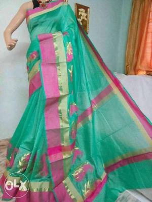 Green And Pink Sari