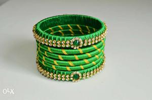 Green Threaded Bangle Set