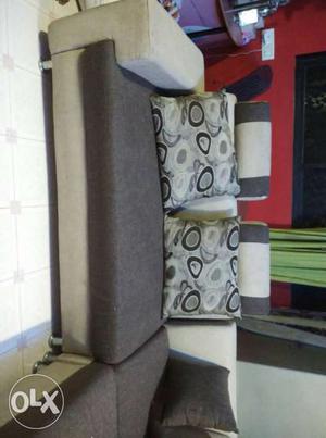 Grey And White Fabric Corner Sofa