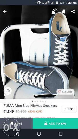 Grey-and-blue Puma Low Top Sneakers Screenshot