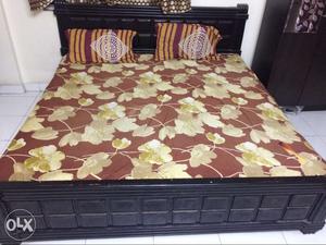King Size Double bed (wooden) with side storage at one end