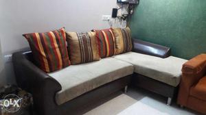 L- shaped 5 seater sofa, very comfortable.
