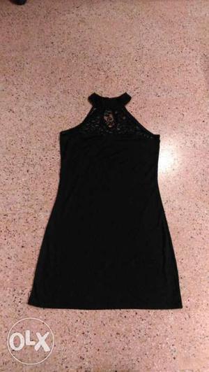 Little black dress with halter neck