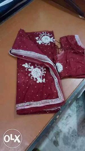 Maroon And Silver Traditional Textiles