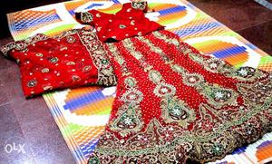 Only once used maroon embellished lehenga with free