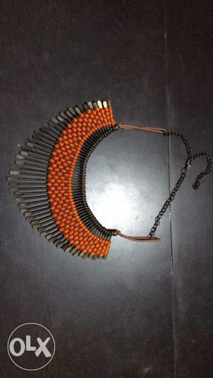 Orange And Black Chandelier Necklace