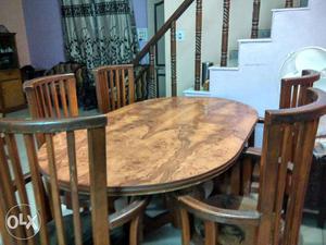 Oval Brown Wooden Dining Set