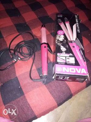 Pink And Black Corded Curling Iron With Box