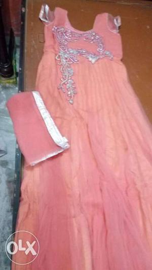 Pink And Gray Sleeveless Dress