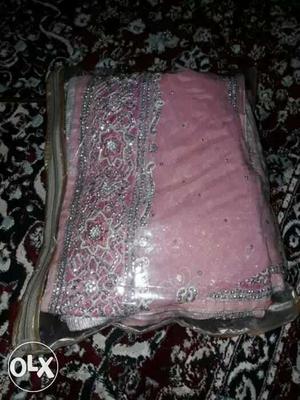Pink And Gray Stain Dupatta