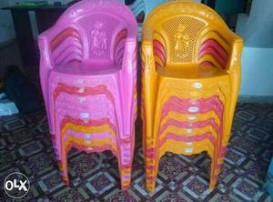 Pink And Yellow Plastic Armchair Lot