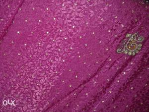 Pink silk sari..with welwet border, blouse nd