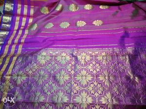 Purple And Yellow Floral Textile